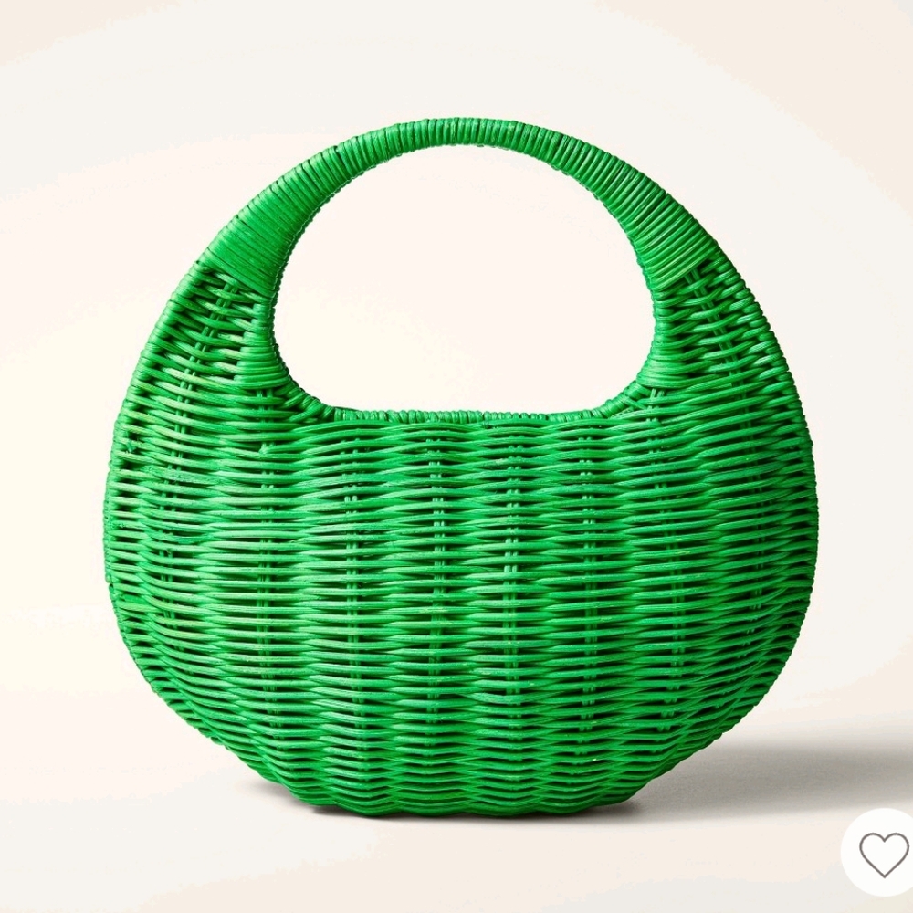 Kate Spade x Target Green Crescent Wicker Handbag Purse